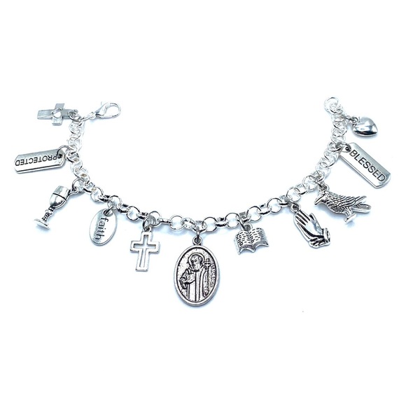 Saint Benedict Charm Bracelet Religious Catholic Christianity - Picture 3 of 8